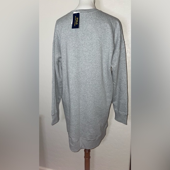 New! Polo Ralph Lauren New Logo Gray/Navy Fleece Sweatshirt Dress Womens Large🤍 - Picture 8 of 10